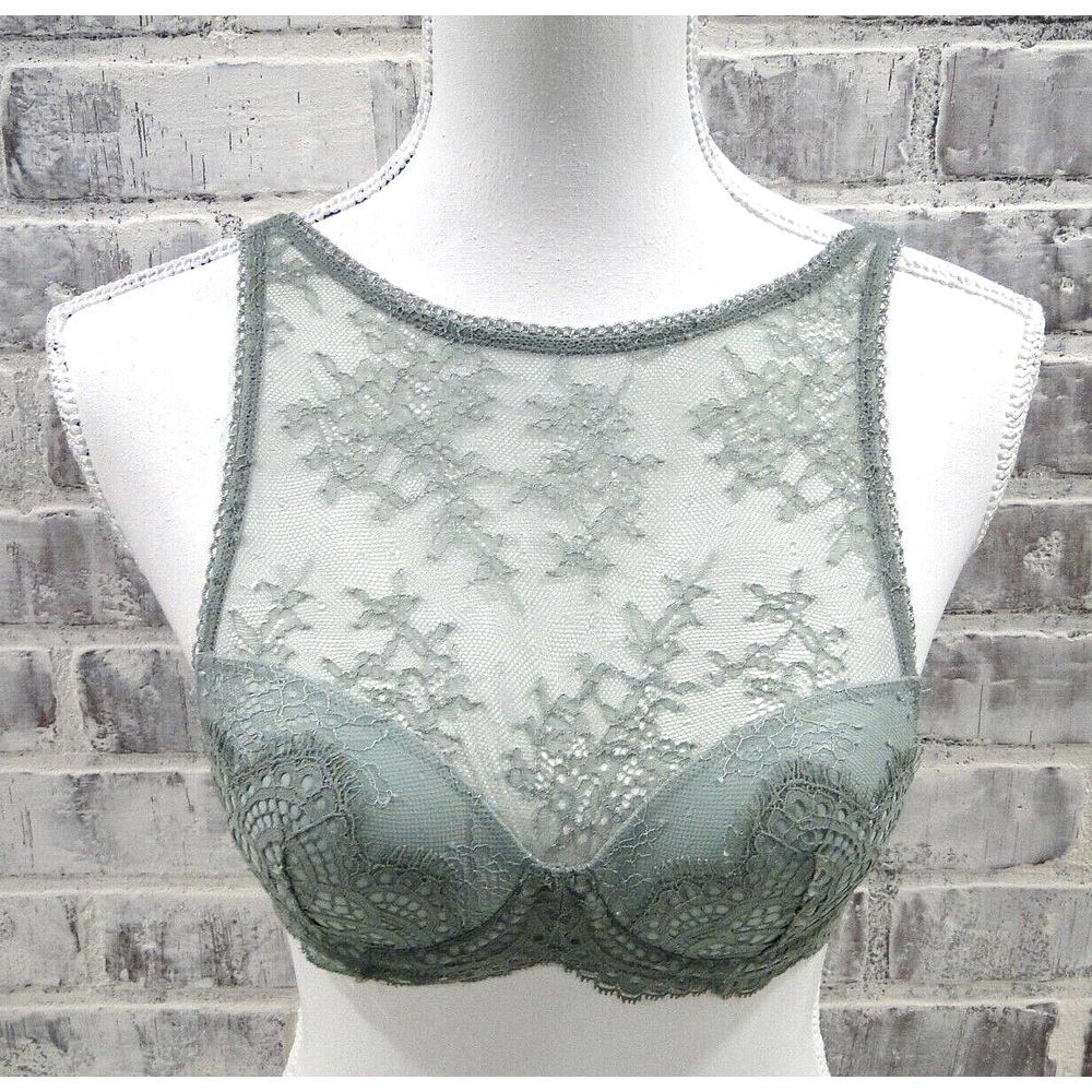 Victoria Secret Bra 32B‎ Dream Angels High Neck Lace Lined Demi Padded Underwire